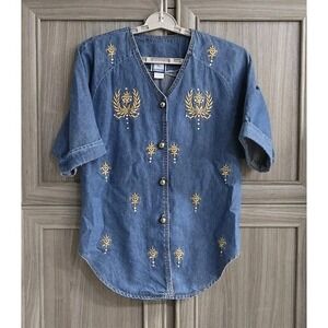 Vtg Bay Studios Petites Causal Wear Sz Large Shirt SS Cotton U S A